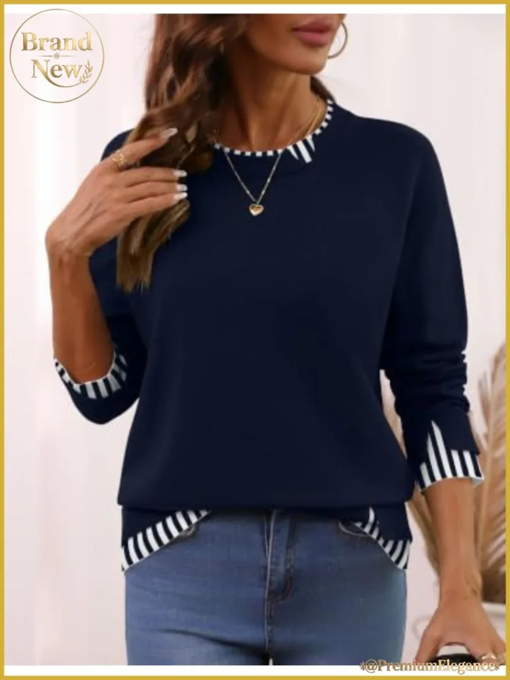 Womens Cozy Long Sleeve Faux Layered Pullover Sweater Soft Knit 2-in-1